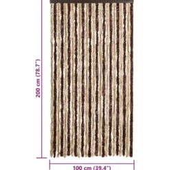 vidaXL - Vliegengordijn voor terrasdeur Beige, lichtbruin Chenille - 100x200 cm