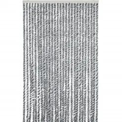 vidaXL - Vliegengordijn voor terrasdeur Grijs en zwart-wit Chenille - 118x220 cm