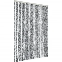vidaXL - Vliegengordijn voor terrasdeur Grijs en zwart-wit Chenille - 118x220 cm
