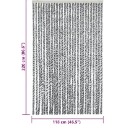 vidaXL - Vliegengordijn voor terrasdeur Grijs en zwart-wit Chenille - 118x220 cm