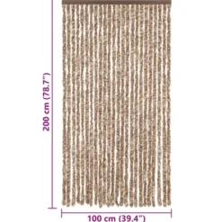 vidaXL - Vliegengordijn voor terrasdeur Beige, donkerbruin Chenille - 100x200 cm