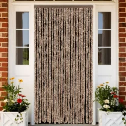 vidaXL - Vliegengordijn voor terrasdeur Beige, donkerbruin Chenille - 100x200 cm
