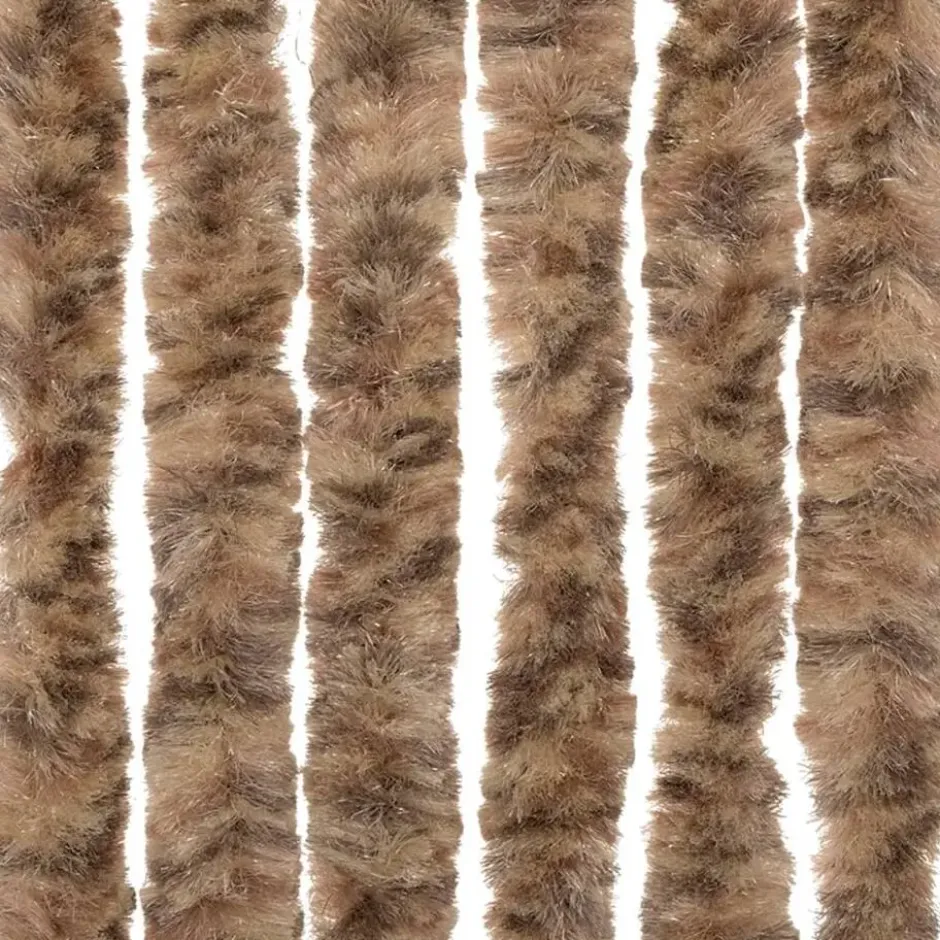 vidaXL - Vliegengordijn voor terrasdeur Beige, donkerbruin Chenille - 100x200 cm