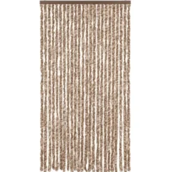 vidaXL - Vliegengordijn voor terrasdeur Beige, donkerbruin Chenille - 100x200 cm