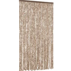 vidaXL - Vliegengordijn voor terrasdeur Beige, donkerbruin Chenille - 100x200 cm
