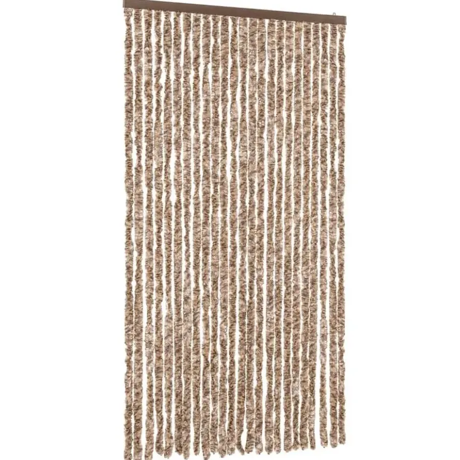 vidaXL - Vliegengordijn voor terrasdeur Beige, donkerbruin Chenille - 100x200 cm