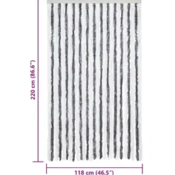 vidaXL - Vliegengordijn voor terrasdeur - Grijs en wit - Chenille - 118x220 cm