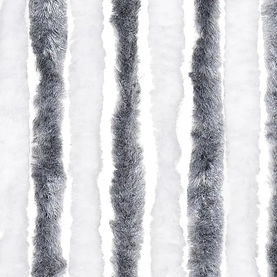 vidaXL - Vliegengordijn voor terrasdeur - Grijs en wit - Chenille - 118x220 cm