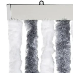 vidaXL - Vliegengordijn voor terrasdeur - Grijs en wit - Chenille - 118x220 cm
