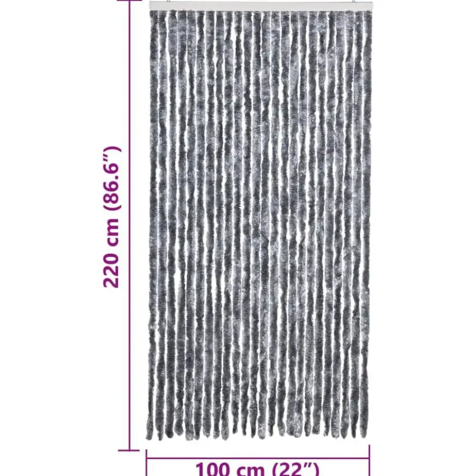 vidaXL - Vliegengordijn voor terrasdeur - Zilver - Chenille - 100x220 cm