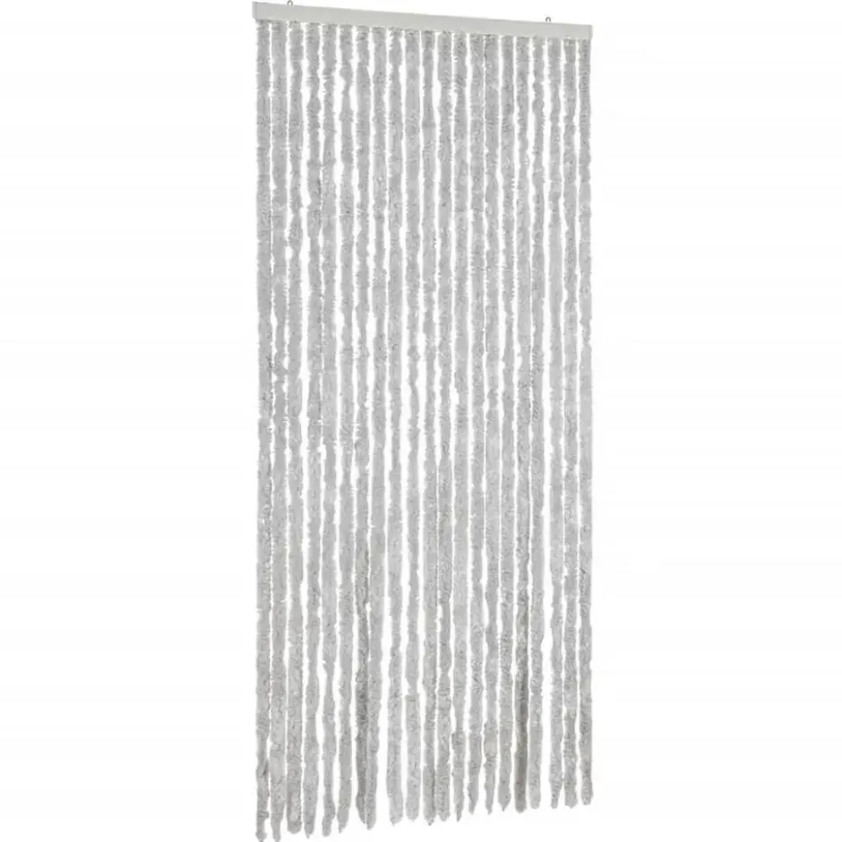 vidaXL - Vliegengordijn voor terrasdeur Lichtgewicht Grijs Chenille - 90x200 cm