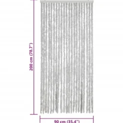 vidaXL - Vliegengordijn voor terrasdeur Lichtgewicht Grijs Chenille - 90x200 cm
