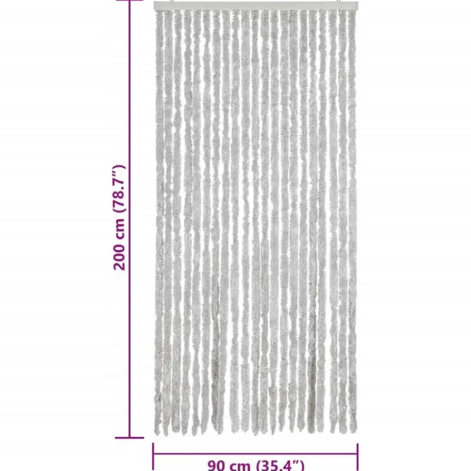 vidaXL - Vliegengordijn voor terrasdeur Lichtgewicht Grijs Chenille - 90x200 cm