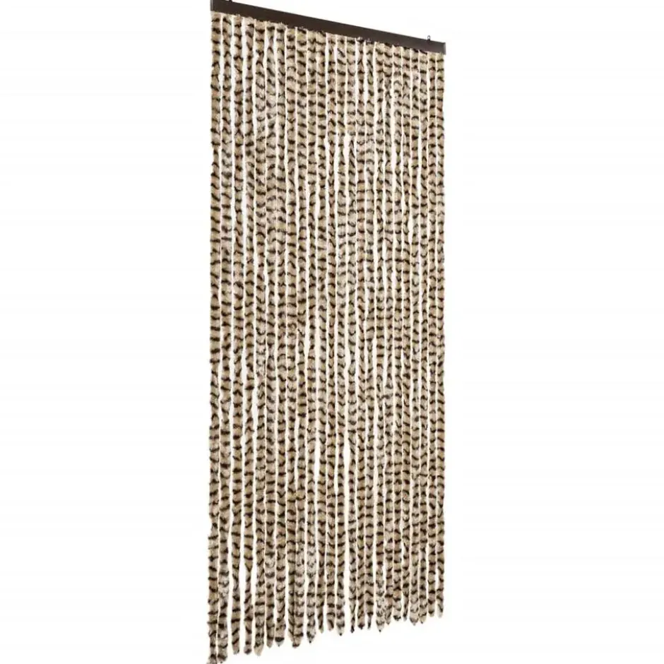 vidaXL - Vliegengordijn voor terrasdeur - Beige en bruin - Chenille - 100x230 cm