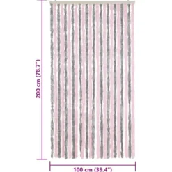 vidaXL - Vliegengordijn voor terrasdeur Zilvergrijs, roze Chenille - 100x200 cm