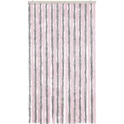 vidaXL - Vliegengordijn voor terrasdeur Zilvergrijs, roze Chenille - 100x200 cm
