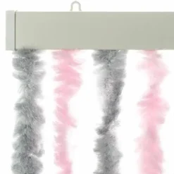 vidaXL - Vliegengordijn voor terrasdeur Zilvergrijs, roze Chenille - 100x200 cm