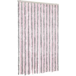 vidaXL - Vliegengordijn voor terrasdeur Zilvergrijs, roze Chenille - 118x220 cm