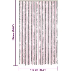 vidaXL - Vliegengordijn voor terrasdeur Zilvergrijs, roze Chenille - 118x220 cm