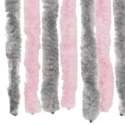 vidaXL - Vliegengordijn voor terrasdeur Zilvergrijs, roze Chenille - 118x220 cm
