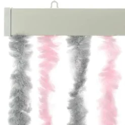 vidaXL - Vliegengordijn voor terrasdeur Zilvergrijs, roze Chenille - 118x220 cm