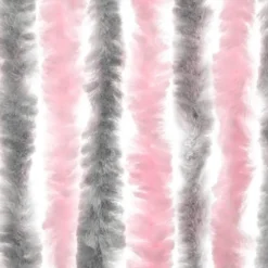 vidaXL - Vliegengordijn voor terrasdeur Zilvergrijs, roze Chenille - 118x220 cm
