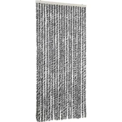vidaXL - Vliegengordijn voor terrasdeur Grijs en zwart-wit Chenille - 90x220 cm