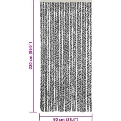 vidaXL - Vliegengordijn voor terrasdeur Grijs en zwart-wit Chenille - 90x220 cm