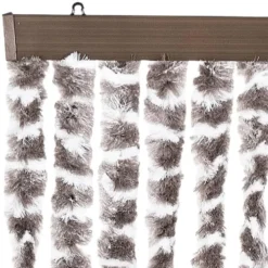 vidaXL - Vliegengordijn voor terrasdeur - Taupe en wit - Chenille - 90x200 cm