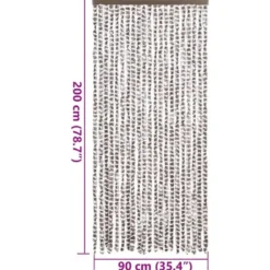 vidaXL - Vliegengordijn voor terrasdeur - Taupe en wit - Chenille - 90x200 cm