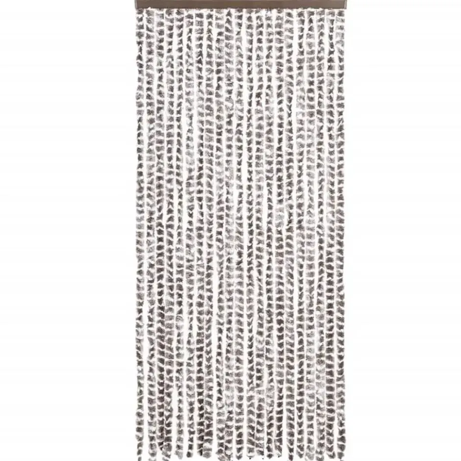 vidaXL - Vliegengordijn voor terrasdeur - Taupe en wit - Chenille - 90x200 cm