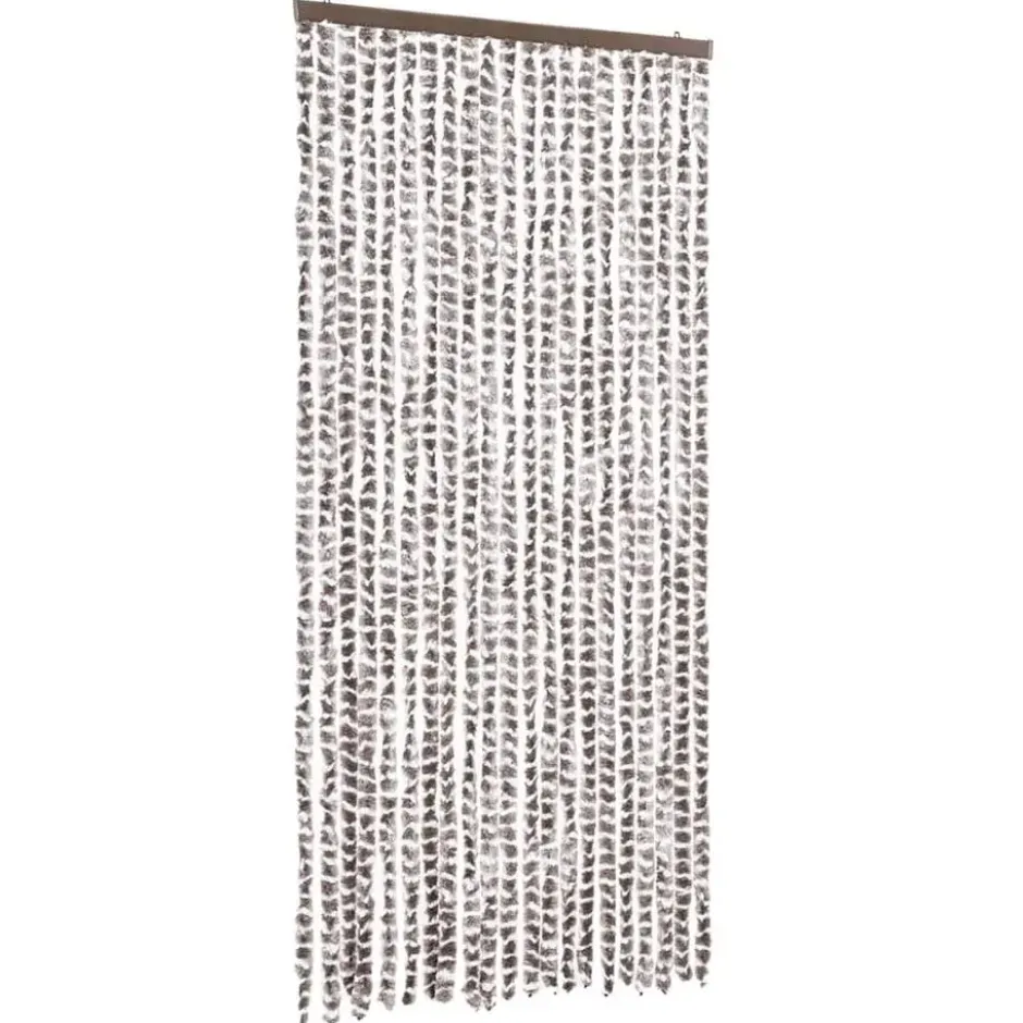 vidaXL - Vliegengordijn voor terrasdeur - Taupe en wit - Chenille - 90x200 cm