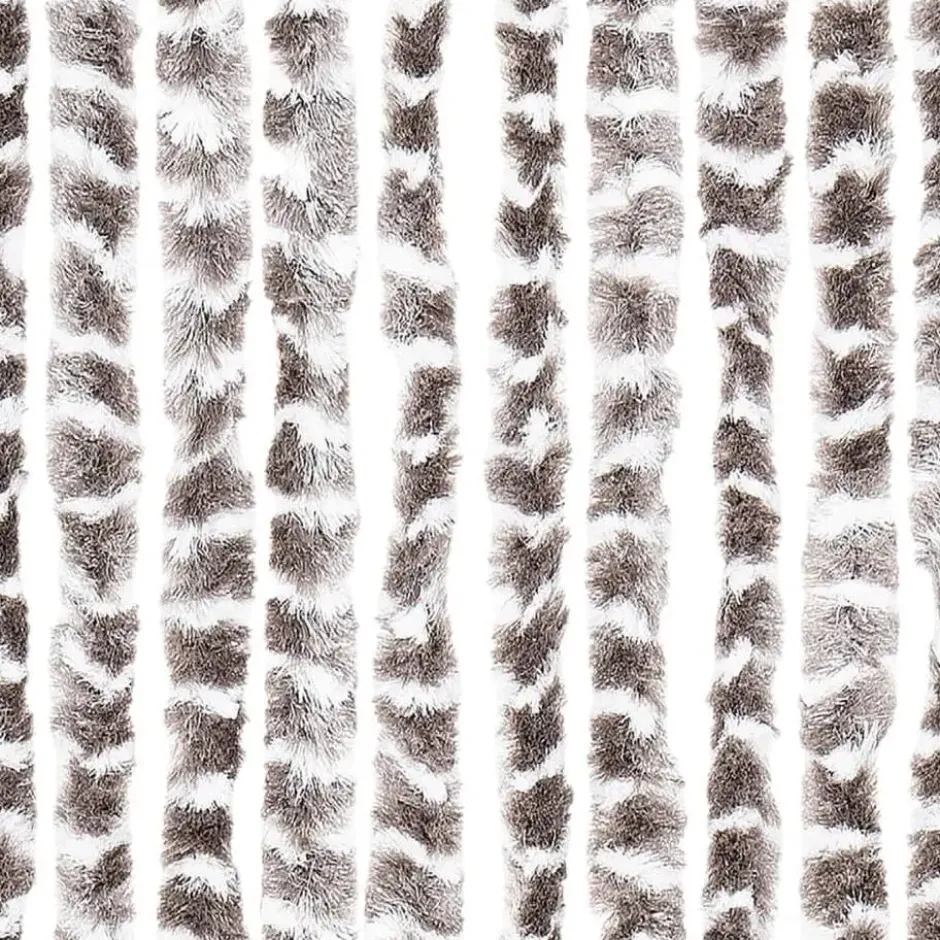 vidaXL - Vliegengordijn voor terrasdeur - Taupe en wit - Chenille - 90x200 cm