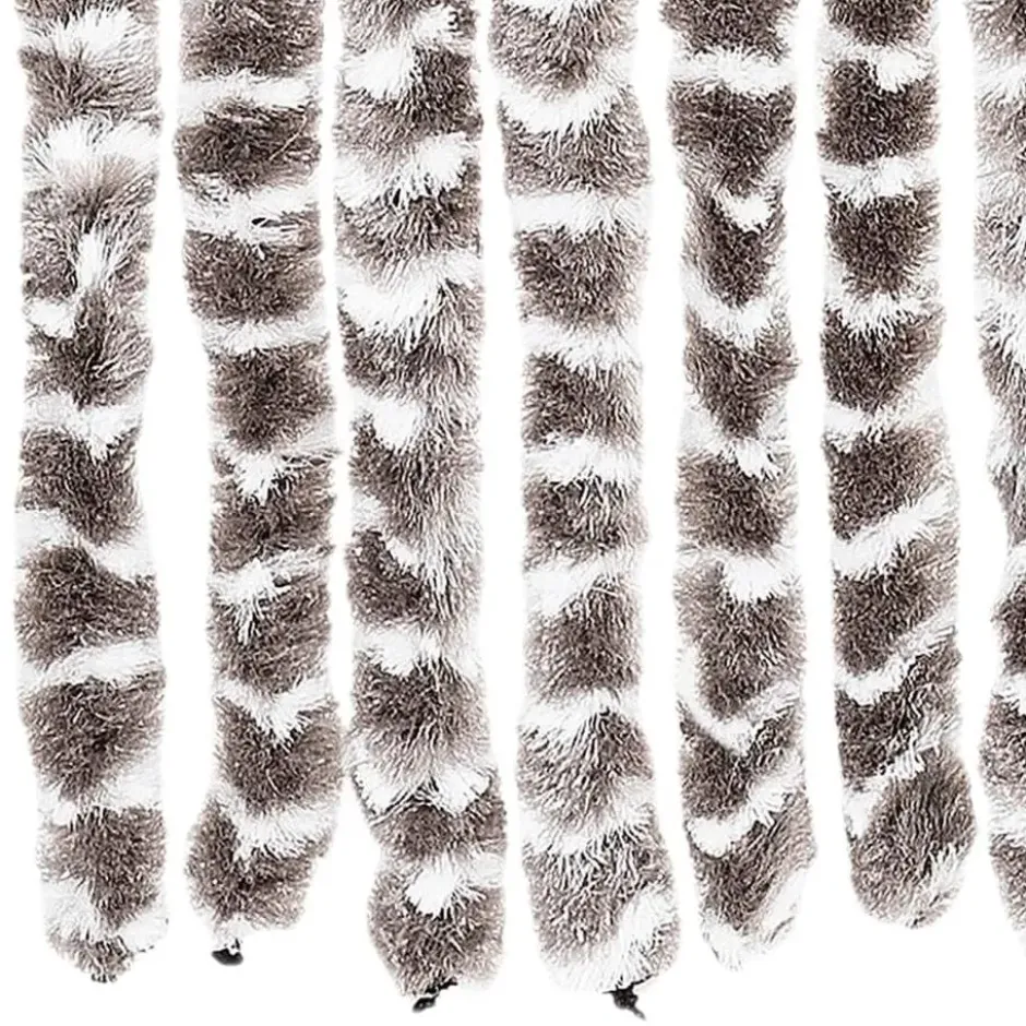 vidaXL - Vliegengordijn voor terrasdeur - Taupe en wit - Chenille - 90x200 cm