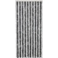 vidaXL - Vliegengordijn voor terrasdeur - Grijs en zwart - Chenille - 90x220 cm