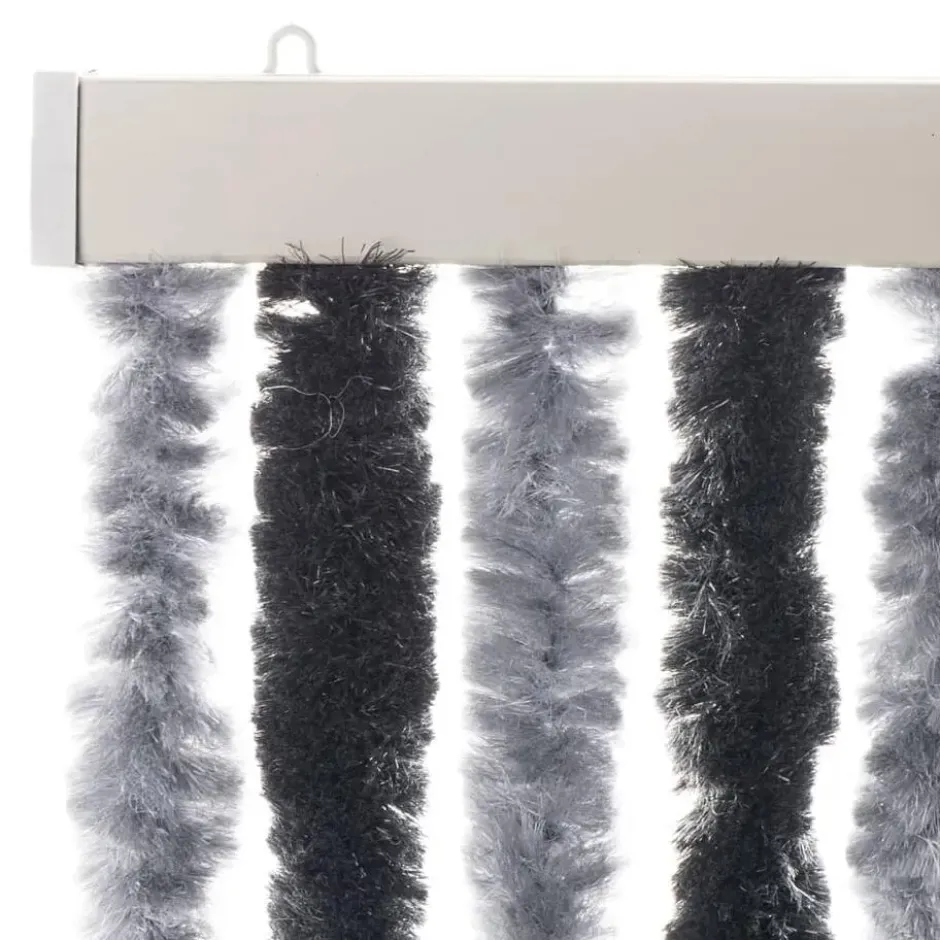 vidaXL - Vliegengordijn voor terrasdeur - Grijs en zwart - Chenille - 90x220 cm