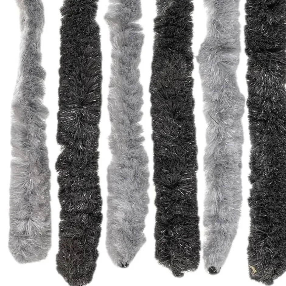 vidaXL - Vliegengordijn voor terrasdeur - Grijs en zwart - Chenille - 90x220 cm