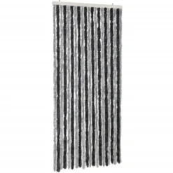 vidaXL - Vliegengordijn voor terrasdeur - Grijs en zwart - Chenille - 90x220 cm