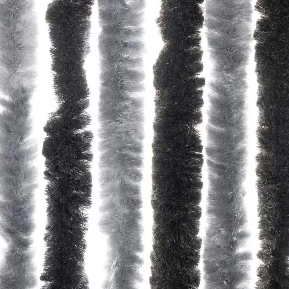 vidaXL - Vliegengordijn voor terrasdeur - Grijs en zwart - Chenille - 90x220 cm