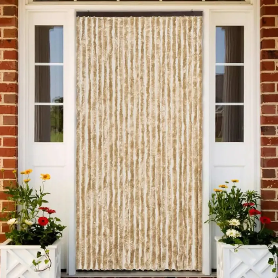 vidaXL - Vliegengordijn voor terrasdeur Lichtgewicht Beige Chenille - 100x200 cm