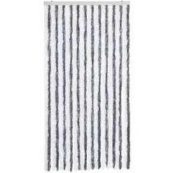 vidaXL - Vliegengordijn voor terrasdeur - Grijs en wit - Chenille - 100x230 cm