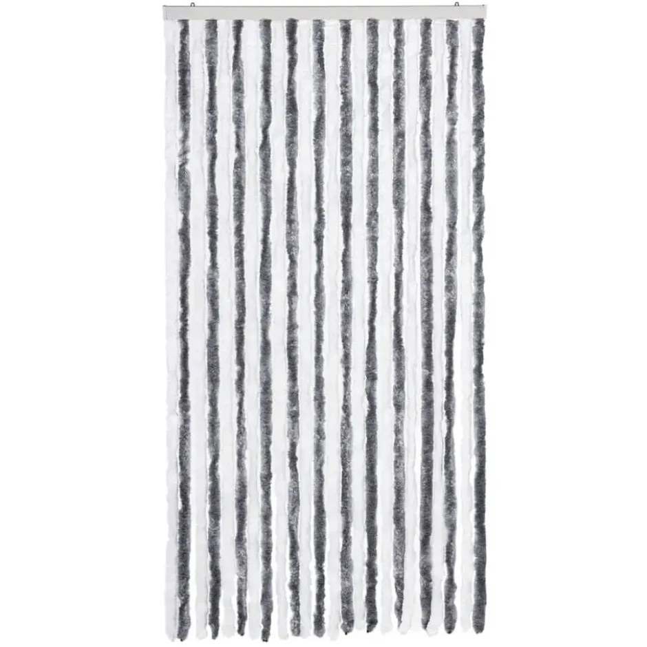 vidaXL - Vliegengordijn voor terrasdeur - Grijs en wit - Chenille - 100x230 cm