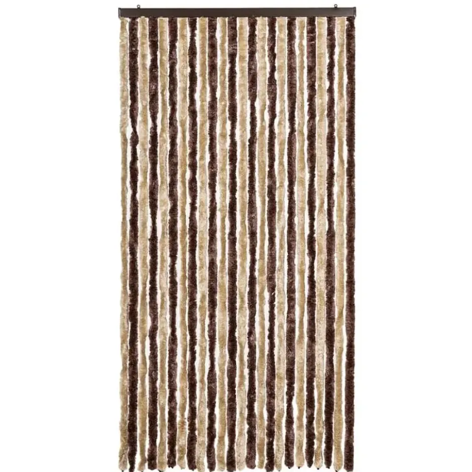 vidaXL - Vliegengordijn voor terrasdeur - Oker en wit - Chenille - 100x230 cm
