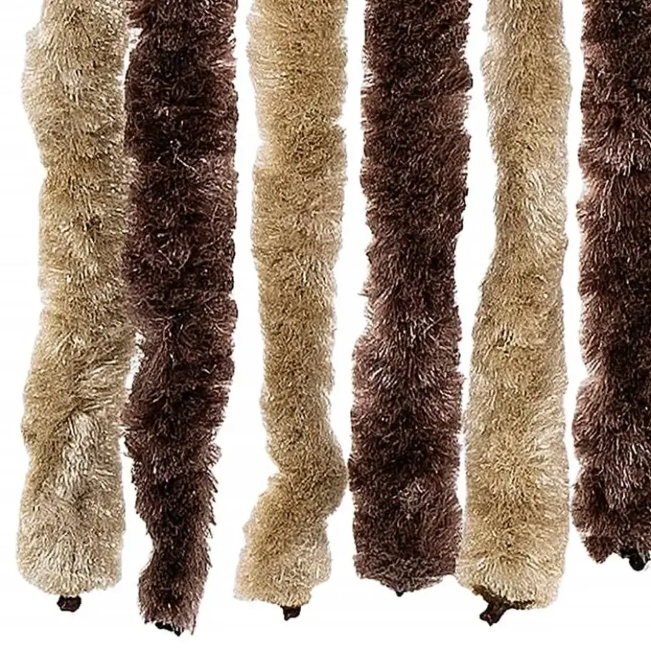 vidaXL - Vliegengordijn voor terrasdeur - Oker en wit - Chenille - 100x230 cm