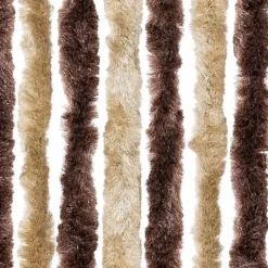 vidaXL - Vliegengordijn voor terrasdeur - Oker en wit - Chenille - 100x230 cm