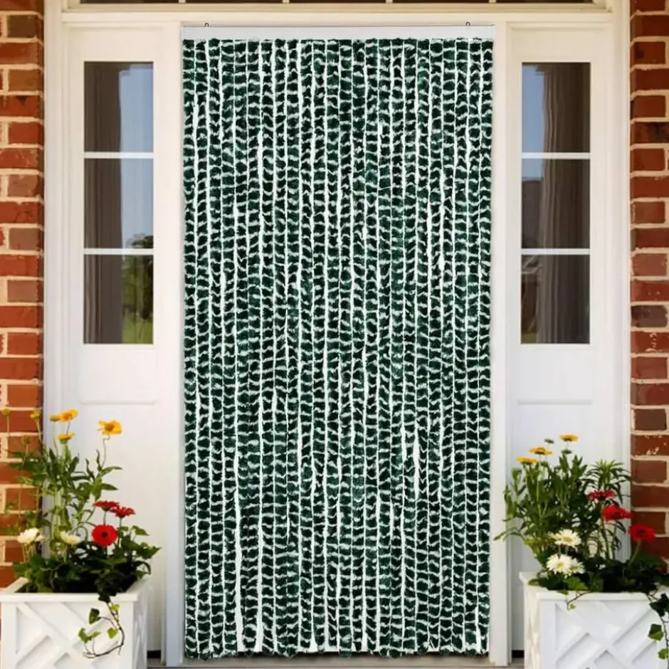 vidaXL - Vliegengordijn voor terrasdeur - Goren en wit - Chenille - 100x200 cm