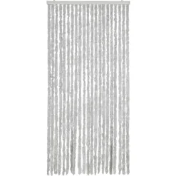 vidaXL - Vliegengordijn voor terrasdeur Lichtgewicht Grijs Chenille - 90x220 cm