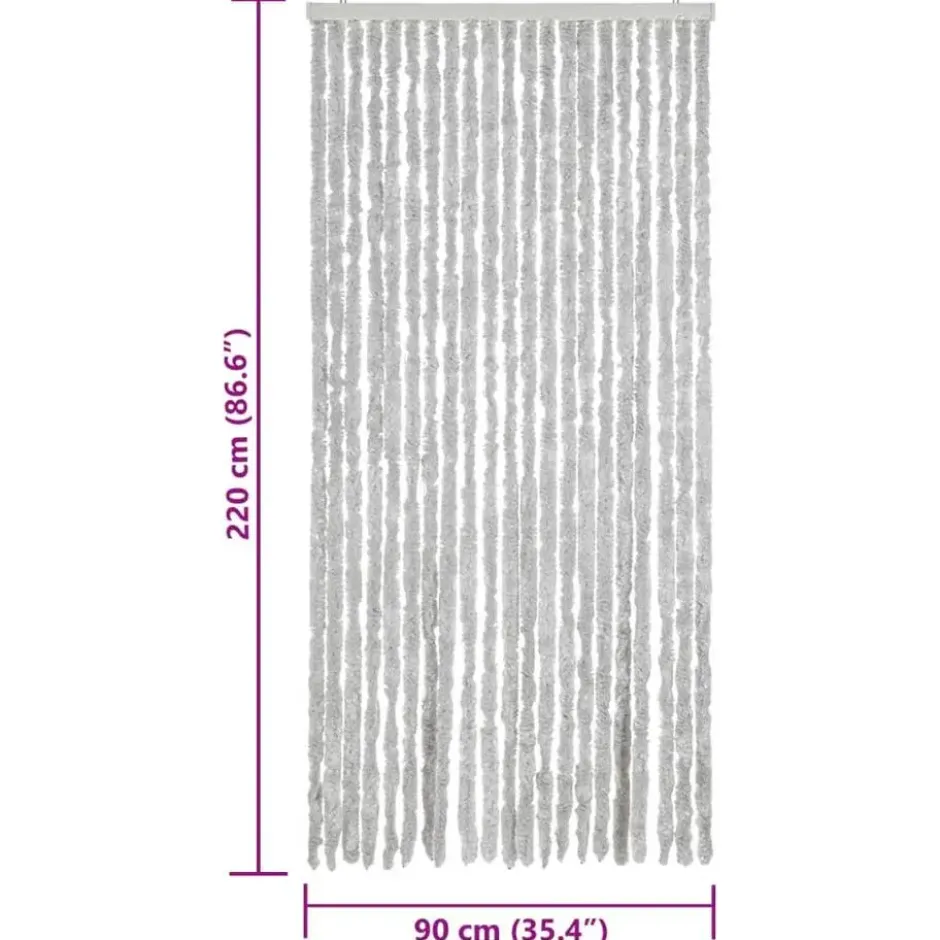 vidaXL - Vliegengordijn voor terrasdeur Lichtgewicht Grijs Chenille - 90x220 cm