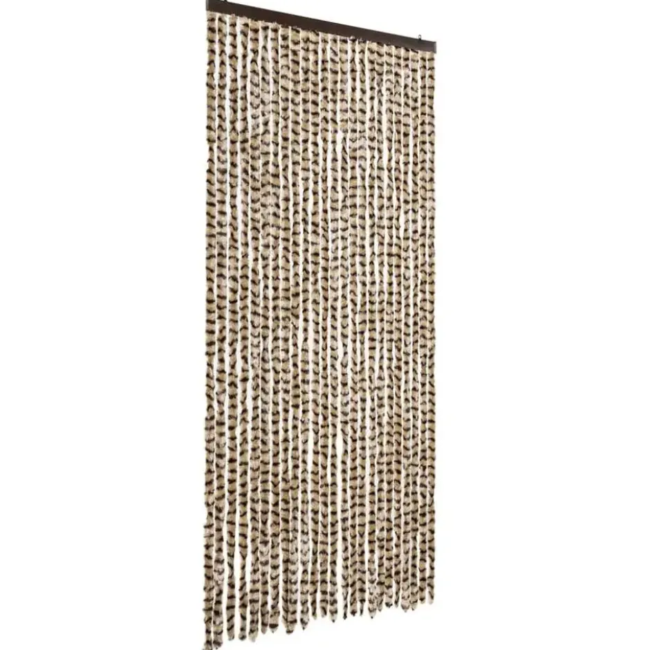 vidaXL - Vliegengordijn voor terrasdeur - Beige en bruin - Chenille - 100x200 cm