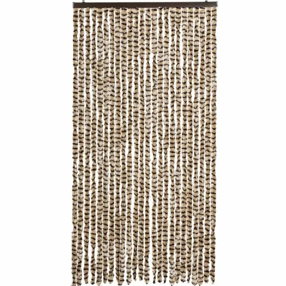 vidaXL - Vliegengordijn voor terrasdeur - Beige en bruin - Chenille - 100x200 cm